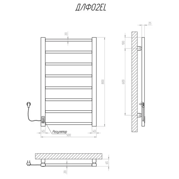 Рушникосушарка KOSSER Лофт 800х500 EL (ДЛФ02EL)