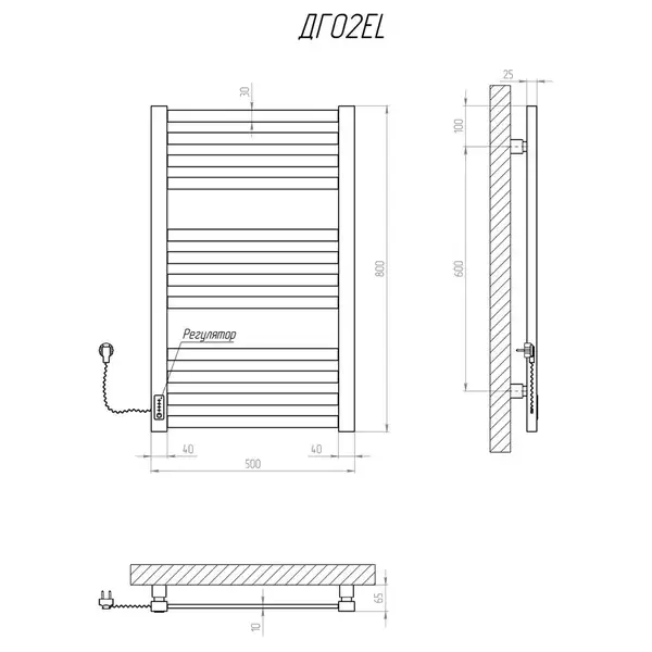 Рушникосушарка KOSSER Герда 800х500 EL тайм. білий (ДГ02ELW) Рушникосушарка KOSSER Герда 800х500 EL тайм. білий (ДГ02ELW)