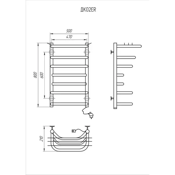 Рушникосушарка KOSSER Канна 800х500/7 ЕR рег. (ДК02ER)