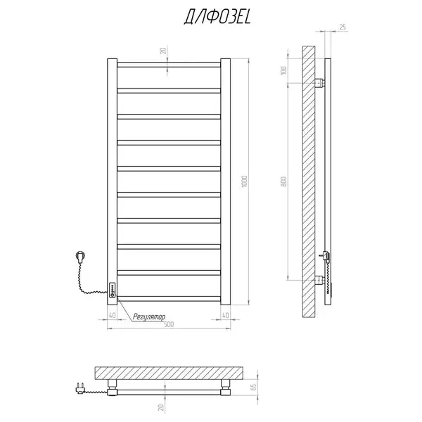 Рушникосушарка KOSSER Лофт 1000х500 EL (ДЛФ03EL) Рушникосушарка KOSSER Лофт 1000х500 EL (ДЛФ03EL)