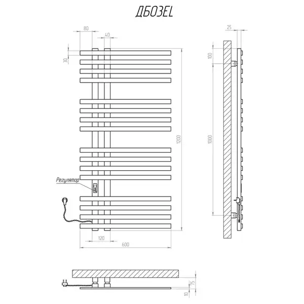 Рушникосушарка KOSSER Браш1200х600 EL тайм. білий (ДБ03ELW) Рушникосушарка KOSSER Браш1200х600 EL тайм. білий (ДБ03ELW)