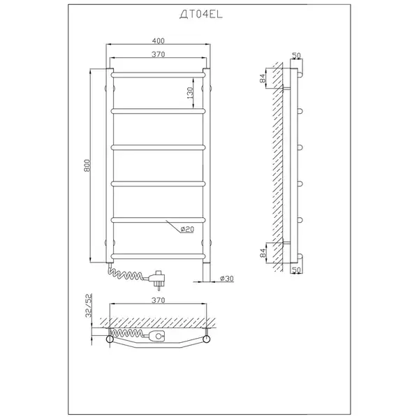 Рушникосушарка KOSSER Трапеція 800х400/6 EL рег. (ДТ04EL) Рушникосушарка KOSSER Трапеція 800х400/6 EL рег. (ДТ04EL)