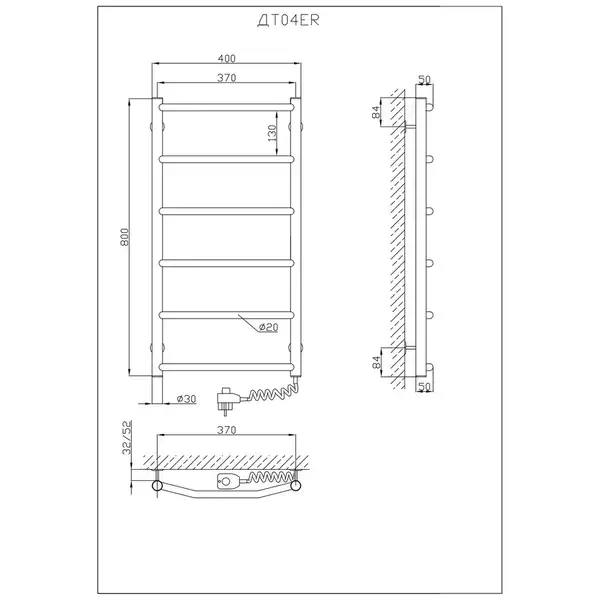 Рушникосушарка KOSSER Трапеція 800х400/6 ER рег. (ДТ04ER) Рушникосушарка KOSSER Трапеція 800х400/6 ER рег. (ДТ04ER)