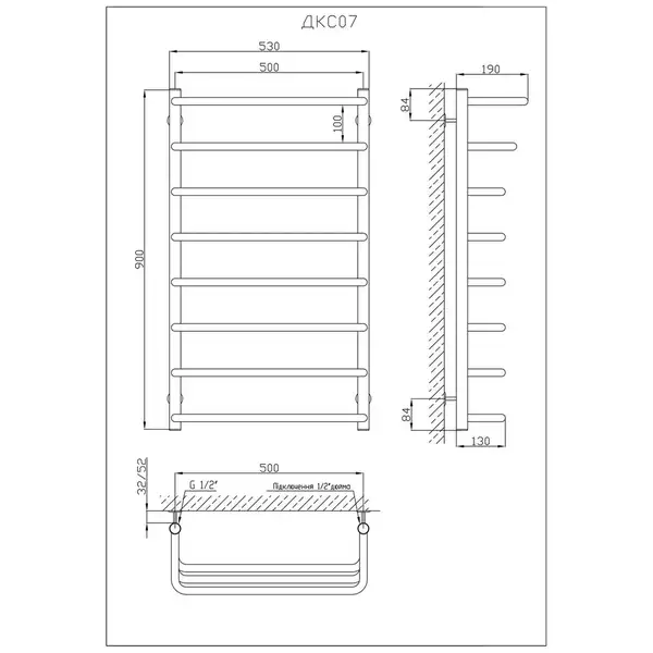 Рушникосушарка KOSSER Каскад Скоба 900х530/8 (ДКС07) Рушникосушарка KOSSER Каскад Скоба 900х530/8 (ДКС07)