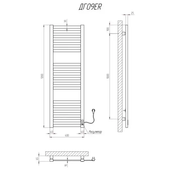 Сушарка для рушників KOSSER Герда 1200х400/18 ER тайм. чорний (ДГ09ER) Сушарка для рушників KOSSER Герда 1200х400/18 ER тайм. чорний (ДГ09ER)