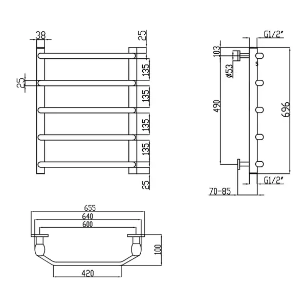 Полотенцесушитель водяной Lidz Trapezium (CRM) D38/25 600x700 P5 (LTRPZD382560705WAT) Полотенцесушитель водяной Lidz Trapezium (CRM) D38/25 600x700 P5 (LTRPZD382560705WAT)