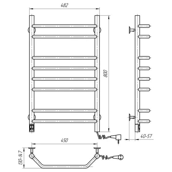 Navin Рушникосушарка Блюз 480х800 Sensor права з таймером 10-006033-4880 Navin Рушникосушарка Блюз 480х800 Sensor права з таймером 10-006033-4880