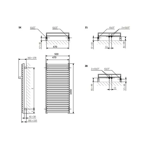Рушникосушка City 1050x500 WGCIT105050KBCOSX Terma