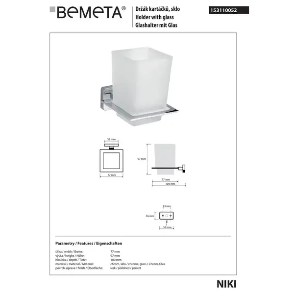 Тримач склянки+склянка Niki 153110052 Bemeta Тримач склянки+склянка Niki 153110052 Bemeta