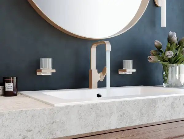 Стакан для жидкого мыла подвесной Hansgrohe AddStoris, матовая бронза/стекло матовое (41749140) фото 3 Aquada.com.ua
