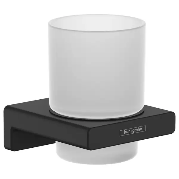 Стакан для жидкого мыла подвесной Hansgrohe AddStoris, чёрный матовый/стекло матовое (41749670) фото 1 Aquada.com.ua