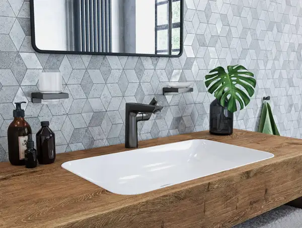 Стакан для жидкого мыла подвесной Hansgrohe AddStoris, чёрный матовый/стекло матовое (41749670) фото 4 Aquada.com.ua