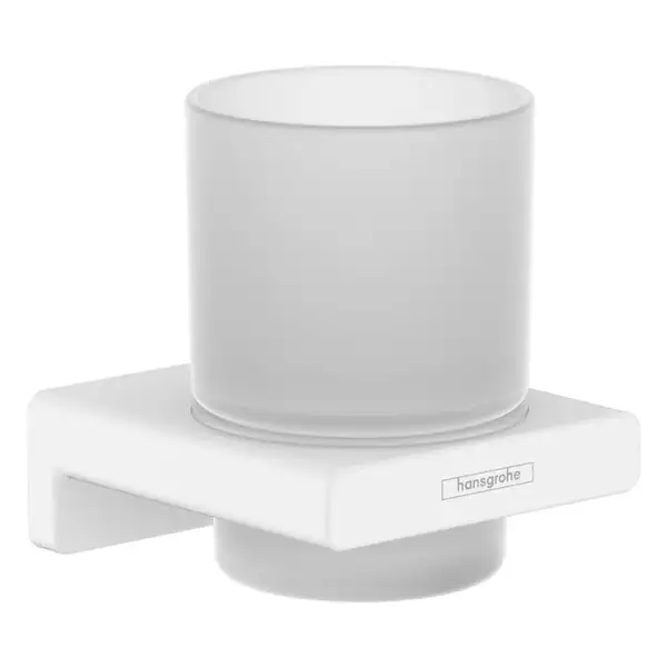 Стакан для жидкого мыла подвесной Hansgrohe AddStoris, белый матовый/стекло матовое (41749700) фото 1 Aquada.com.ua
