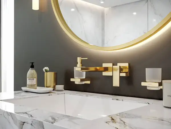 Стакан для жидкого мыла подвесной Hansgrohe AddStoris, полированное золото/стекло матовое (41749990) фото 3 Aquada.com.ua