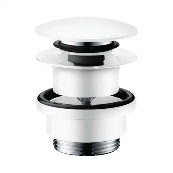 Донний клапан Hansgrohe для умивальників з переливом push-open, білий матовий (50100700) Донний клапан Hansgrohe для умивальників з переливом push-open, білий матовий (50100700)