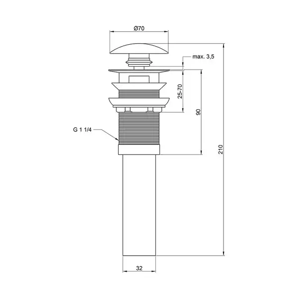 Донный клапан для раковины Qtap F009M1 70х70х220 Matt black с переливом (QT066F009M1MB) Донный клапан для раковины Qtap F009M1 70х70х220 Matt black с переливом (QT066F009M1MB)