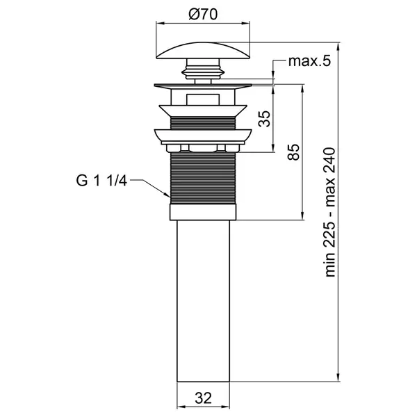 Донный клапан для раковины Qtap PU03O 70х70х227.5 Matt black с переливом (QT066PU03OMB) Донный клапан для раковины Qtap PU03O 70х70х227.5 Matt black с переливом (QT066PU03OMB)