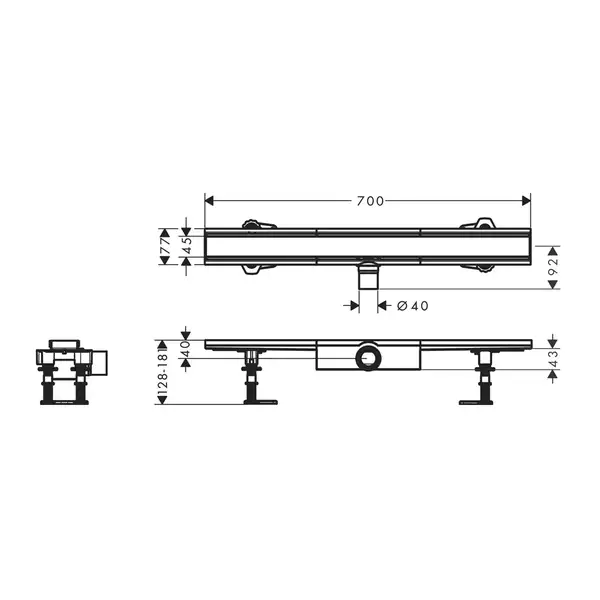 HANSGROHE RainDrain Compact Flat Душевой трап 70 см, матовый (56164800) HANSGROHE RainDrain Compact Flat Душевой трап 70 см, матовый (56164800)