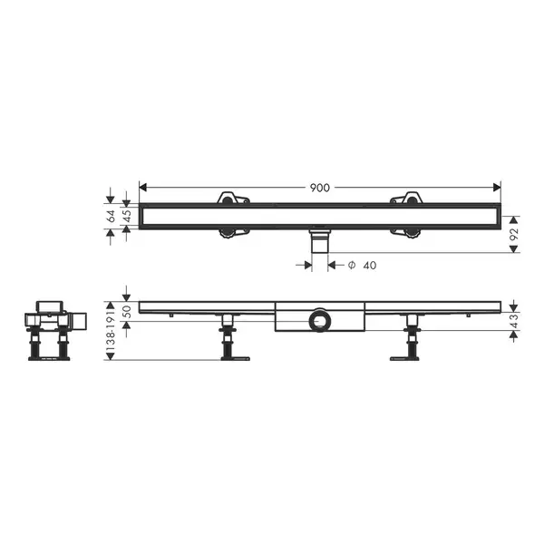 HANSGROHE RainDrain Compact Flat Трап для душа, 90 см (56169000) HANSGROHE RainDrain Compact Flat Трап для душа, 90 см (56169000)