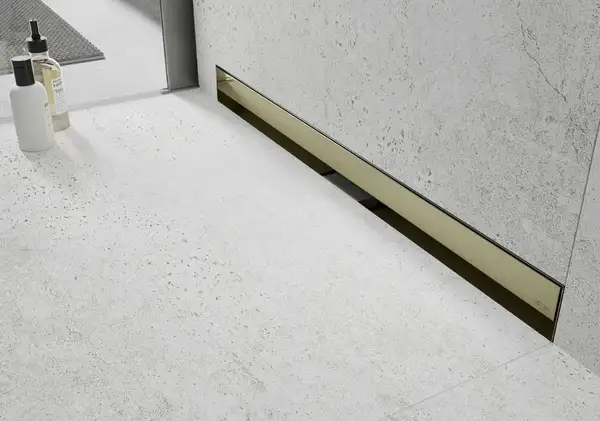 Трап для душа MEXEN FLAT WALL 2в1 настенный GOLD золотой 120 см (MEX-1530120) Трап для душа MEXEN FLAT WALL 2в1 настенный GOLD золотой 120 см (MEX-1530120)