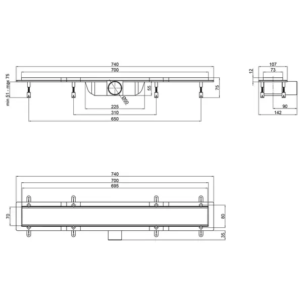 Qtap Dry Tile304-700 Трап лінійний під плитку (QTDRYTILE304700) Qtap Dry Tile304-700 Трап лінійний під плитку (QTDRYTILE304700)