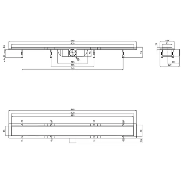 Qtap Dry Tile304-900 Трап лінійний, під плитку (QTDRYTILE304900) Qtap Dry Tile304-900 Трап лінійний, під плитку (QTDRYTILE304900)