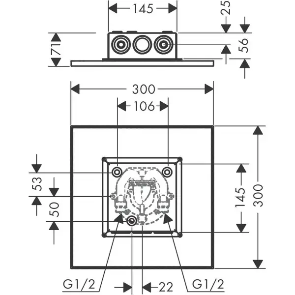 Верхній душ Axor ShowerSolutions 300х300 2jet, хром (35321000)