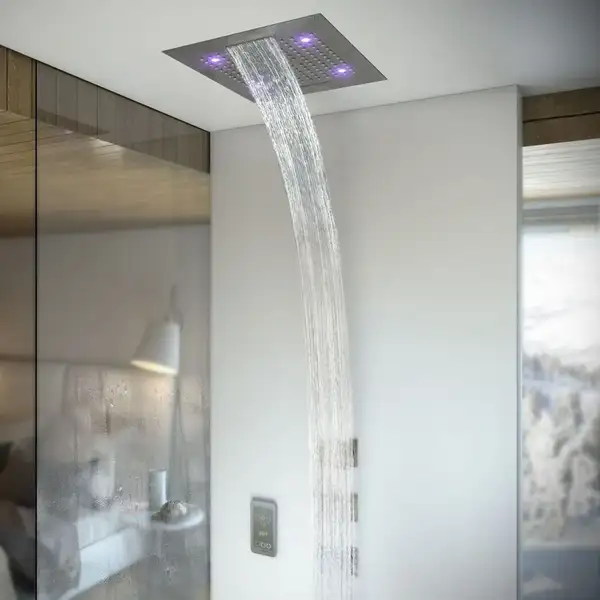 Верхній душ BOSSINI DREAM / 3 дощ, каскад, туман спрей, 4RGB LED, для підвісної стелі 57x47сm, satined gold (H38935000043016) Верхній душ BOSSINI DREAM / 3 дощ, каскад, туман спрей, 4RGB LED, для підвісної стелі 57x47сm, satined gold (H38935000043016)