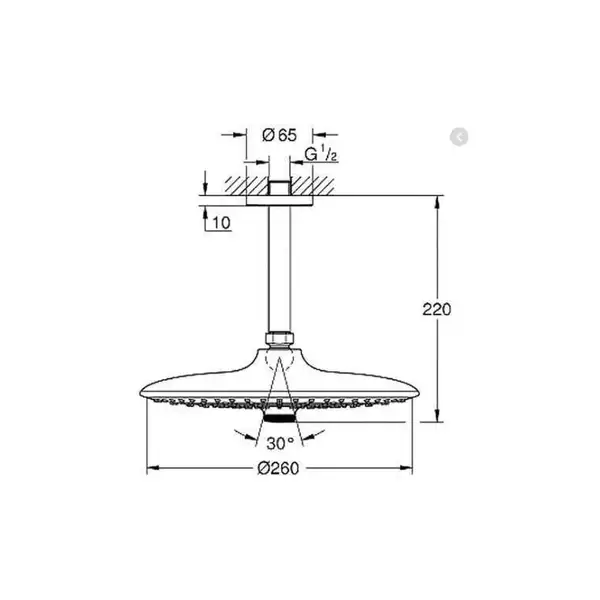 Grohe Верхній душ зі стельовим кронштейном Grouphoria (26461000) Grohe Верхній душ зі стельовим кронштейном Grouphoria (26461000)