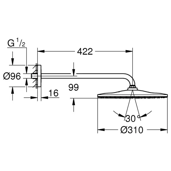 Верхній душ з настінним кронштейном Grohe Rainshower Mono (26557000) Верхній душ з настінним кронштейном Grohe Rainshower Mono (26557000)