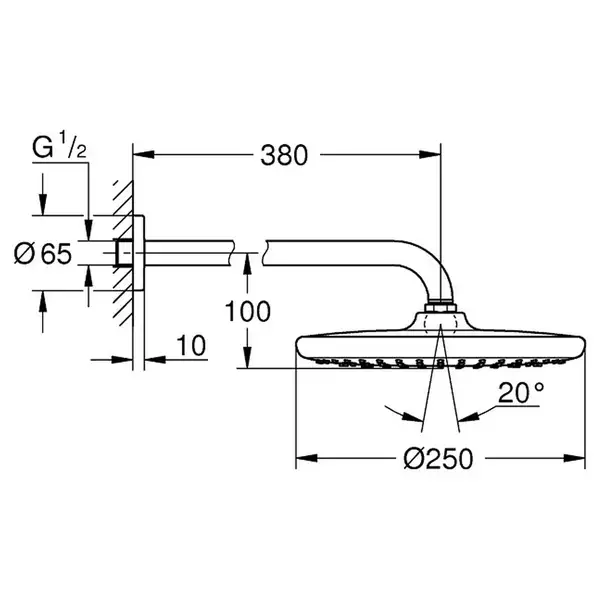 Верхній душ з настінним кронштейном Grohe Tempesta (260000) (26668000) Верхній душ з настінним кронштейном Grohe Tempesta (260000) (26668000)