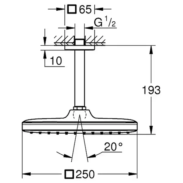 Верхній душ зі стельовим кронштейном Grohe Tempesta Cube (260088000) (26688000) Верхній душ зі стельовим кронштейном Grohe Tempesta Cube (260088000) (26688000)