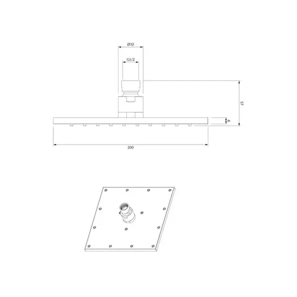 верхній душ Omnires Slimline chrome 20x20 cm (WG220CR)