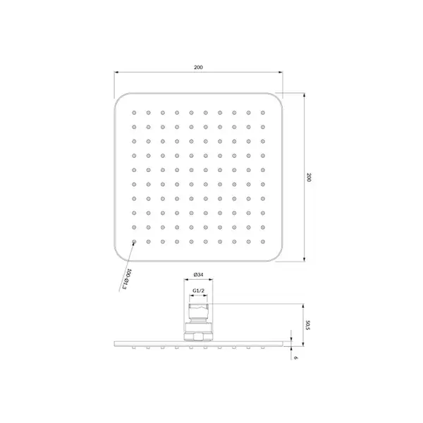 верхній душ Omnires Slimline black mat 20x20 cm (WG220/OBL)