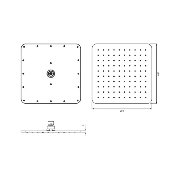 верхний душ Omnires Slimline black 25x25 cm (WG225/OBL)