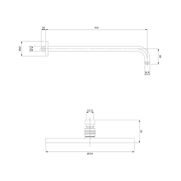 верхній душ Omnires nickel 25 cm (WGSET1NI)