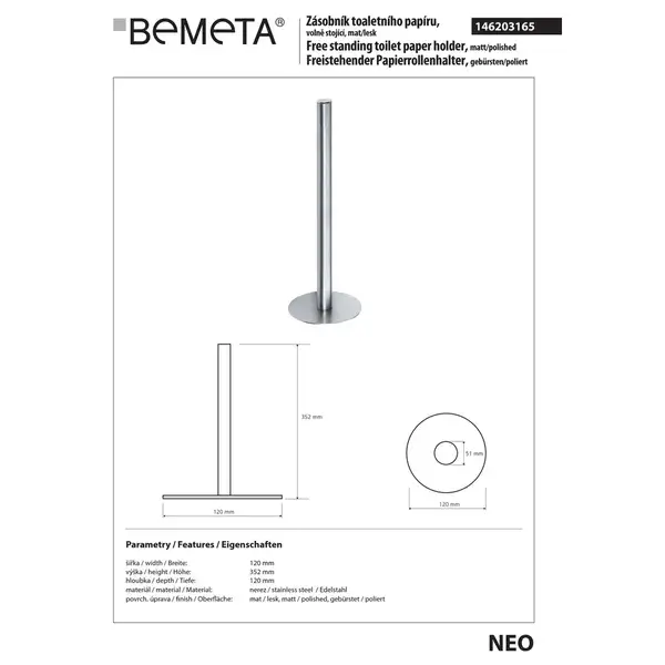 Тримач кухонних рушників 146203165 Omega : вільностоячий Bemeta Чехія