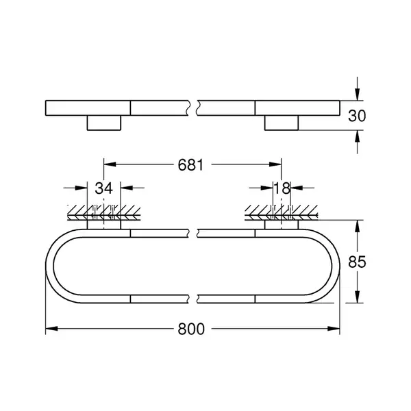 Полотенцедержатель 800 мм Grohe Selection, тёмный графит, матовый (41058AL0) фото 2 Aquada.com.ua Полотенцедержатель 800 мм Grohe Selection, тёмный графит, матовый (41058AL0) фото 2 Aquada.com.ua