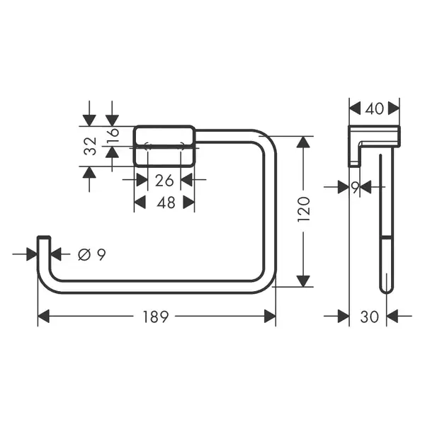Полотенцедержатель Hansgrohe AddStoris, хром (41754000) фото 2 Aquada.com.ua