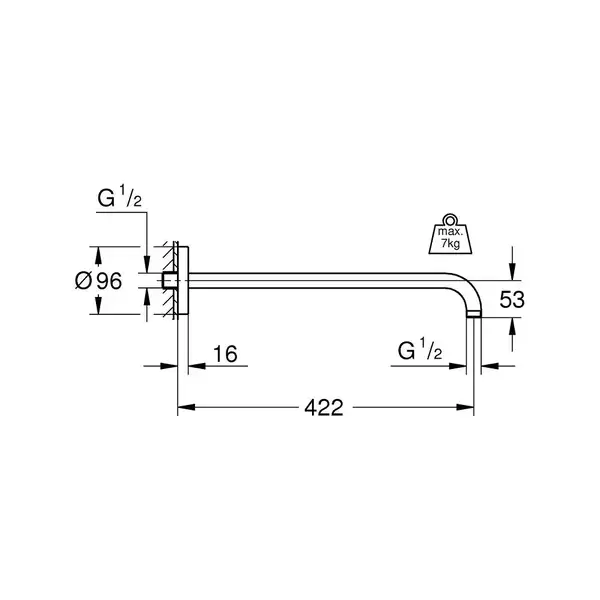 Душовий кронштейн 422 мм Grohe Rainshower (26146000) Душовий кронштейн 422 мм Grohe Rainshower (26146000)
