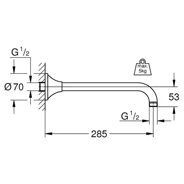 Душовий кронштейн 285 мм Grohe Rainshower Grandera (27986IG0) Душовий кронштейн 285 мм Grohe Rainshower Grandera (27986IG0)