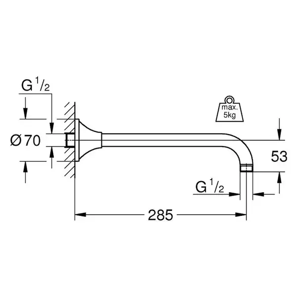 Душовий кронштейн 285 мм Grohe Rainshower Grandera (27986IG0) Душовий кронштейн 285 мм Grohe Rainshower Grandera (27986IG0)