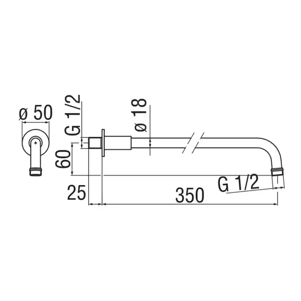 AD138/4CR Кронштейн для душової лійки 350 мм хром Nobili ІТАЛІЯ (AD138/4CR)