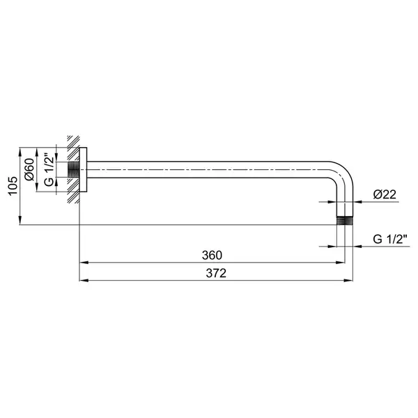 Кронштейн для верхнего душа Qtap Trubice 400OC (QTTRB400OC)