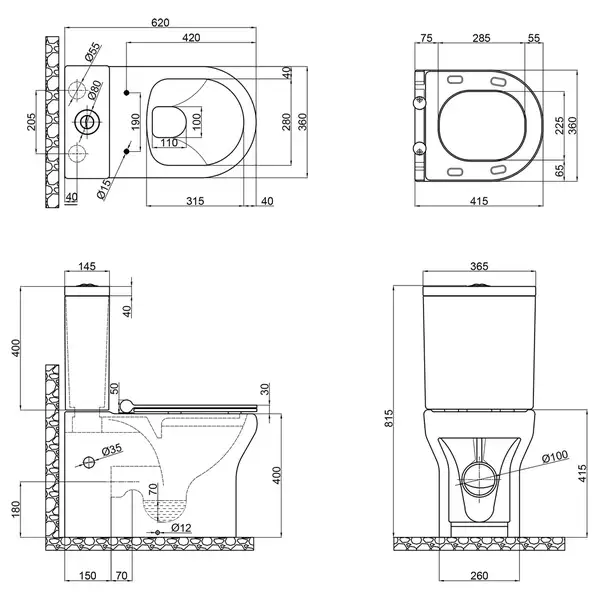 Унитаз-компакт Qtap Aquarius безободковый с сиденьем Soft-close QT2122C665PW Унитаз-компакт Qtap Aquarius безободковый с сиденьем Soft-close QT2122C665PW