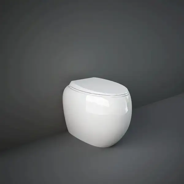 Унитаз напольный, пристенный, безободковый Rak Ceramics Сloud, без сиденья, белый глянец (CLOWC1346AWHA)