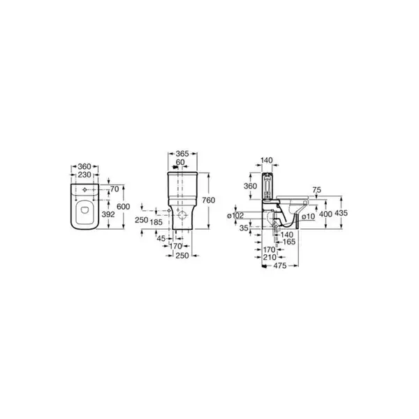 Dama-N компакт підлоговий A34P788000 600мм,кришка soft/close Roca ІСПАНІЯ