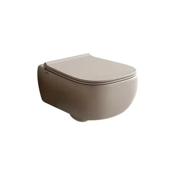 Унитаз подвесной Goclean® (безободковый) Flaminia Fluo с сиденьем Soft Close, цвет - Argilla opaco (матовый) FU118G+FUCW05 Argilla Унитаз подвесной Goclean® (безободковый) Flaminia Fluo с сиденьем Soft Close, цвет - Argilla opaco (матовый) FU118G+FUCW05 Argilla