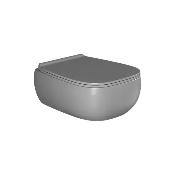 Унитаз подвесной Goclean® (безободковый) Flaminia Fluo с сиденьем Soft Close, цвет - Cenere opaco (матовый) FU118G+FUCW05 Cenere Унитаз подвесной Goclean® (безободковый) Flaminia Fluo с сиденьем Soft Close, цвет - Cenere opaco (матовый) FU118G+FUCW05 Cenere