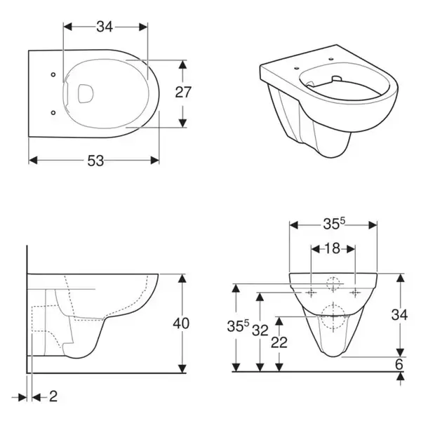 Geberit Selnova Унитаз подвесной Rimless, белый (500.265.01.1) (500.265.01.1_500.335.01.1) Geberit Selnova Унитаз подвесной Rimless, белый (500.265.01.1) (500.265.01.1_500.335.01.1)
